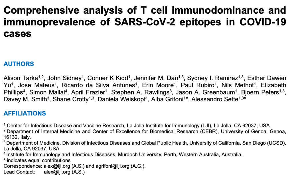 Comprehensive analysis of T cell immunodominance and immunoprevalence ...