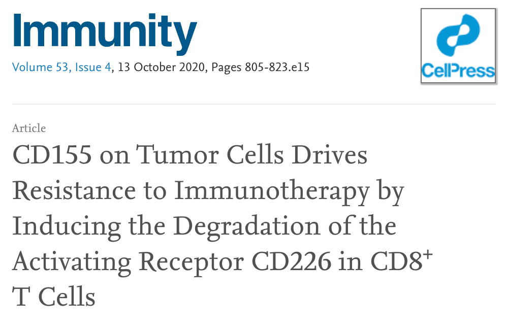 CD155 on Tumor Cells Drives Resistance to Immunotherapy by Inducing th ...